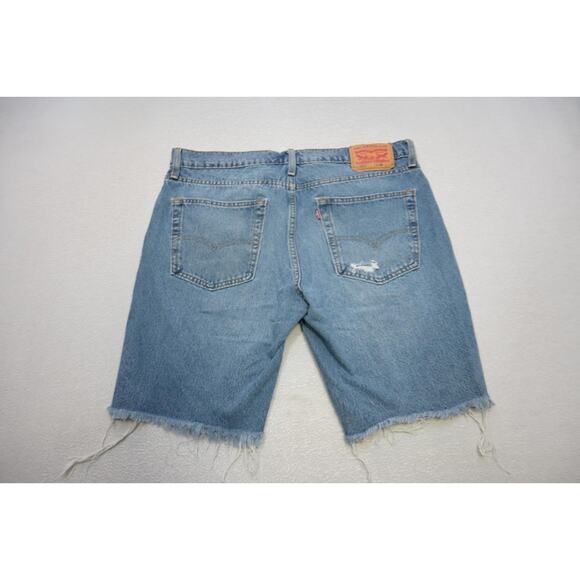 Levi's 511 Distressed Frayed Denim Jean Shorts Rugged Blue Washed Mens Size 36 - Picture 6 of 8
